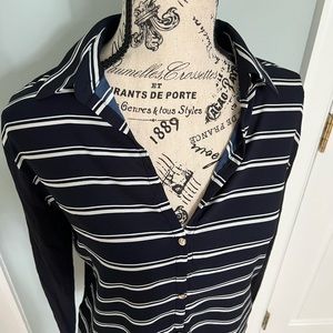 Ann Taylor Striped Collared Button Up Shirt